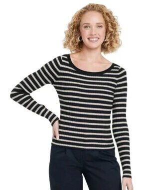 A New Day from Target Black and Grey Striped Sweater XS